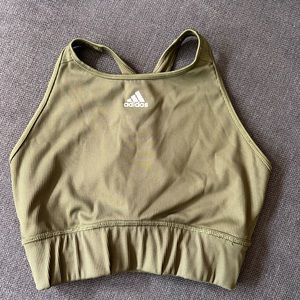 Adidas army green high neck sports bra size L - no padding